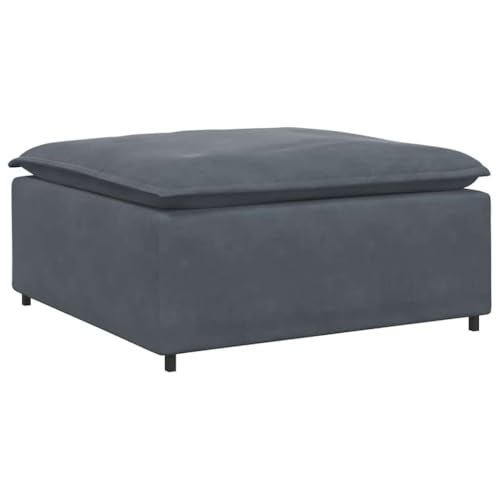 Dark Grey Velvet Modular Sofa Footstool Modern Square Ottoman with Metal Frame and Cushioned Seat for Living Room Space-Saving Single Seating Furniture
