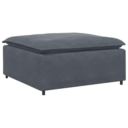 Dark Grey Velvet Modular Sofa Footstool Modern Square Ottoman with Metal Frame and Cushioned Seat for Living Room Space-Saving Single Seating Furniture