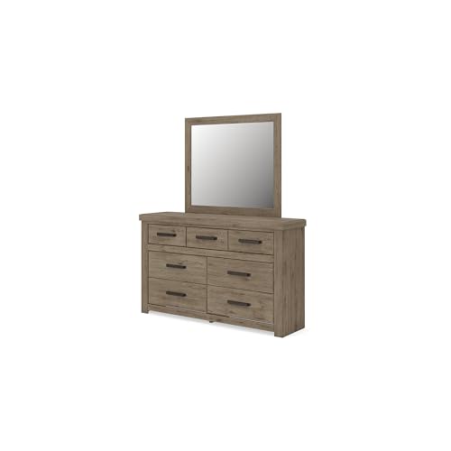 Signature Design by Ashley Garistyn Dresser with Mirror, Rustic Bedroom Set with Wood and Decorative Laminate, Horizontal Storage Furniture with Drawers