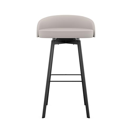 Cruz 26 in. Swivel Counter Stool - Cream Faux Leather/Black Metal