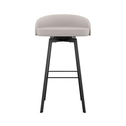 Cruz 26 in. Swivel Counter Stool - Cream Faux Leather/Black Metal