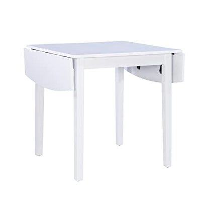 Torino White 30" Square Drop Leaf Table - 30" X 48" Fully Extended