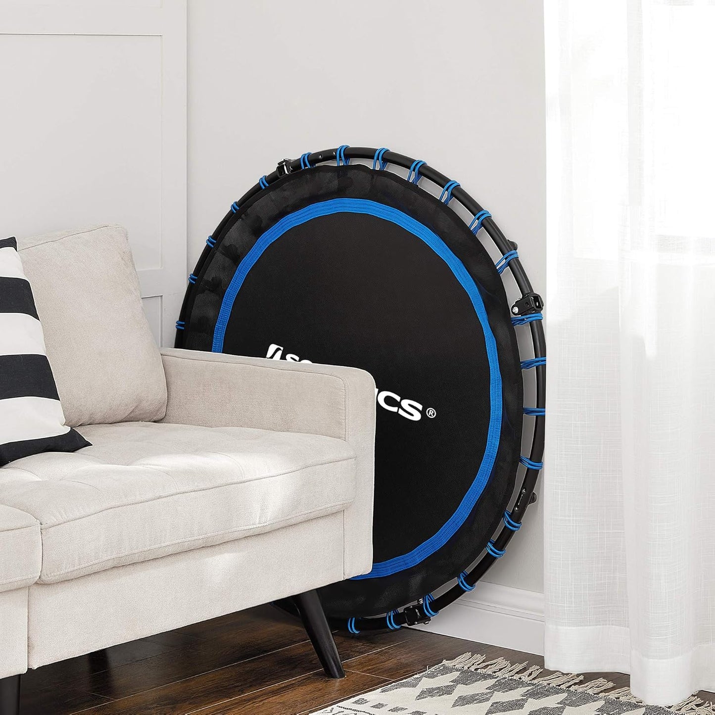 40 Inches Mini Fitness Trampoline, Fitness Rebounder with Adjustable Handrail, Foldable Trampoline for At-Home Workout, Max. Load 264.6 Lb