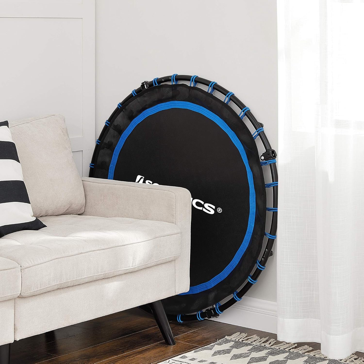 40 Inches Mini Fitness Trampoline, Fitness Rebounder with Adjustable Handrail, Foldable Trampoline for At-Home Workout, Max. Load 264.6 Lb