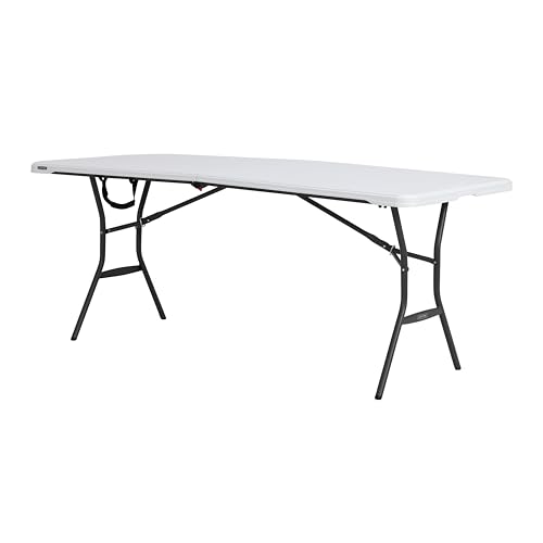 6-Foot Fold in Half Table, Light Commercial, White Granite