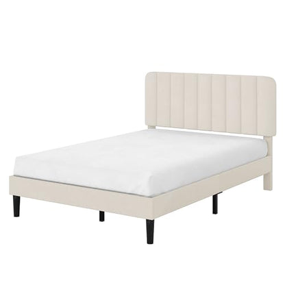 Queen Size Bed Frame with Upholstered Headboard, view 7