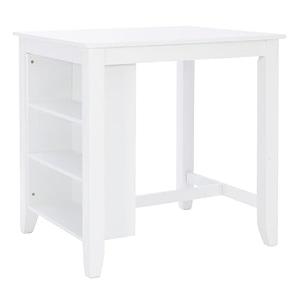 Powell Conolly White Counter Height Space Saving Dining Table with Storage Shelves