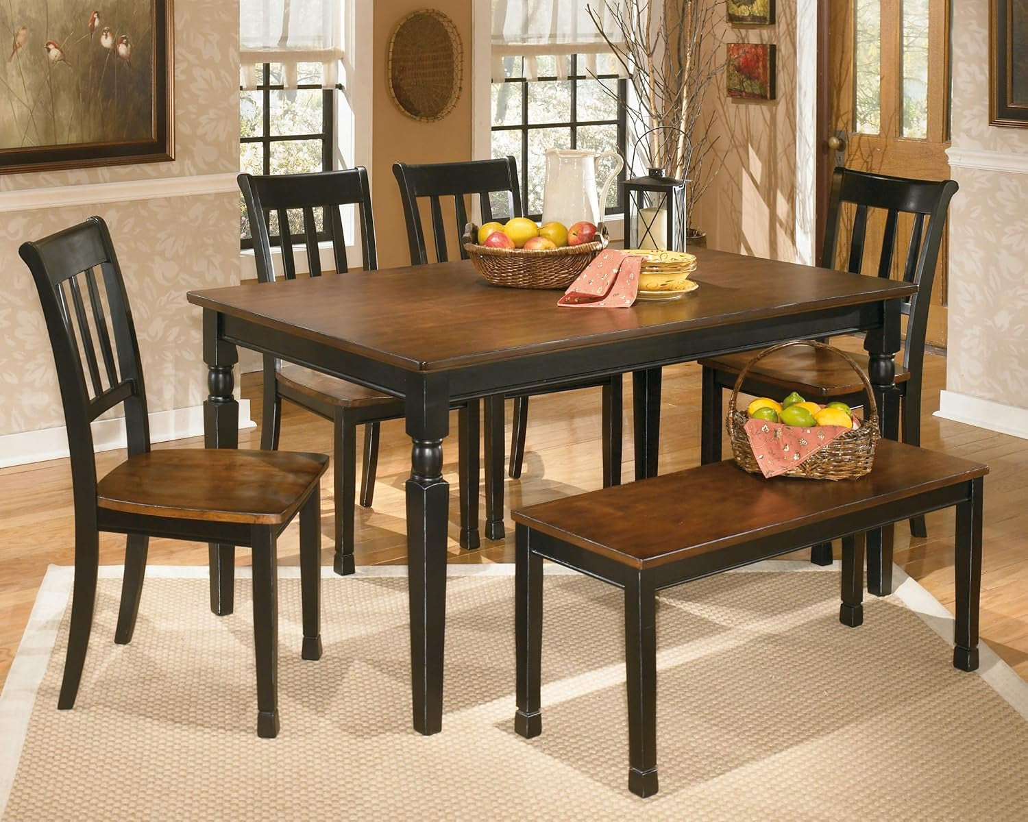 Owingsville Modern Farmhouse Dining Room Side Chair, Set of 2, Black and Brown