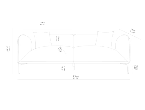 82.7" Modern Sofa with Metal Legs, Comfy Boucle Couch, Minimalist Curved Sofas, view 3