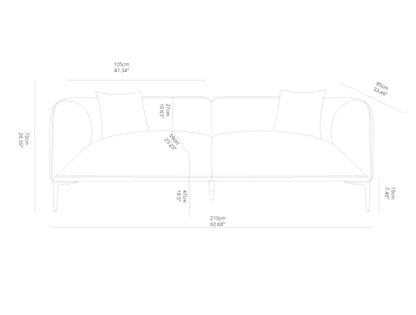82.7" Modern Sofa with Metal Legs, Comfy Boucle Couch, Minimalist Curved Sofas, view 3