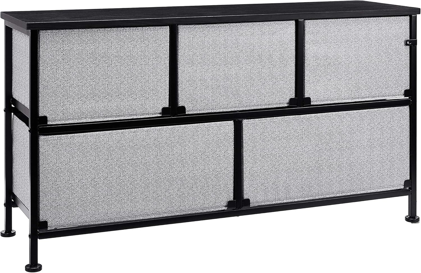 Extra Wide Fabric 5-Drawer Storage Organizer Unit for Closet, Black
