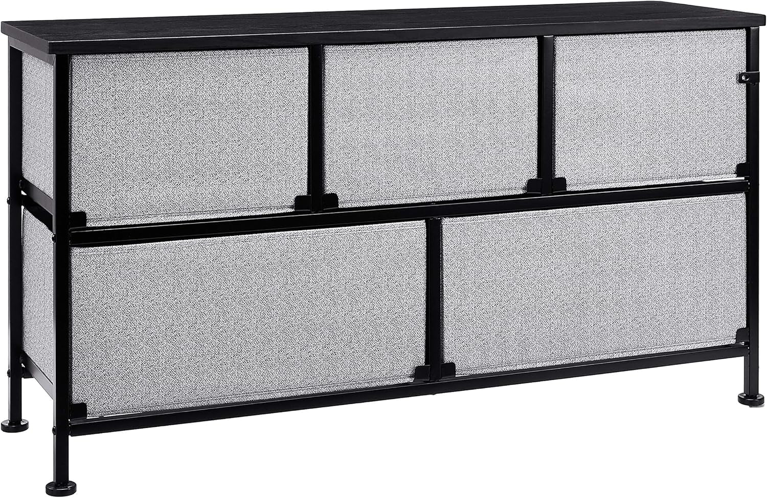 Extra Wide Fabric 5-Drawer Storage Organizer Unit for Closet, Black