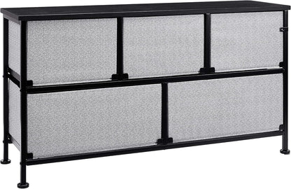 Extra Wide Fabric 5-Drawer Storage Organizer Unit for Closet, Black