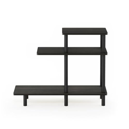 Turn-N-Tube Wood 3-Tier Sofa Side Table, Engineered Wood, Espresso/Black Finish, 25.63" H x 31.5" W x 11.61" D, Modern Design with Open Shelves, Living Room or Bedroom Furniture