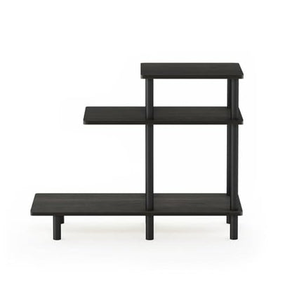 Turn-N-Tube Wood 3-Tier Sofa Side Table, Engineered Wood, Espresso/Black Finish, 25.63" H x 31.5" W x 11.61" D, Modern Design with Open Shelves, Living Room or Bedroom Furniture