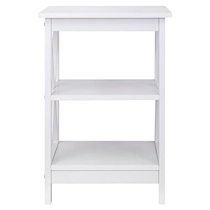 3-Tier End Table with Storage Shelves Versatile X-Design Sofa Side Table for Living Room Bedroom Apartment Small Space, White