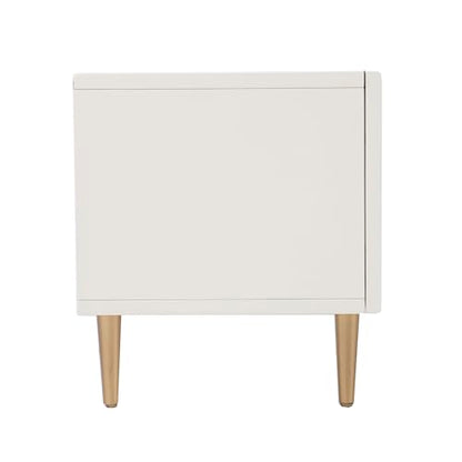 Pilston 4-Door Media Console - Transitional Design, White Iron and Wood - Ideal for Living Room, Family Room (MS1135656)