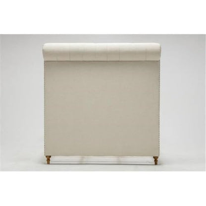Eden Home Mid-Century Upholstered Tufted Full Bed Frame, Fabric Material, Cream Finish, Tall Button Tufted Headboard, Slats Included, 66.3" H x 59.6" W x 95.3" D, Elegant Bedroom Furniture