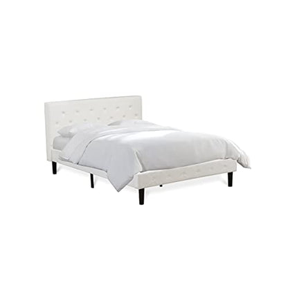 NL19Q-2BF14 3 Piece Queen Size Bedroom Set - Button Tufted Bed frame with Button Tufted - Linen white Velvet Fabric Upholstered Headboard and an Urban Gray Finish Nightstand