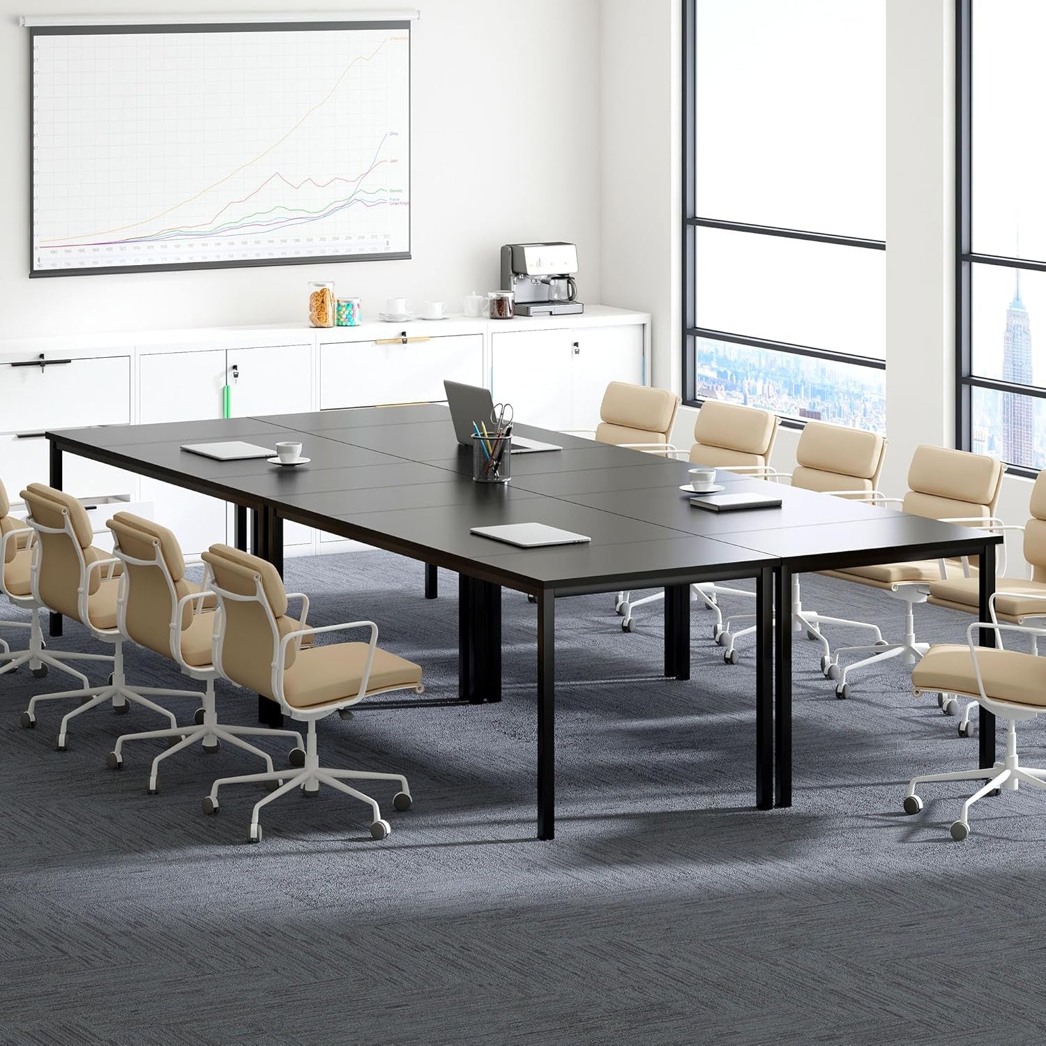 Large Computer Desk, 70.8 Inch Study Student Writing Desk, Simple Style PC Workstation with Black Metal Frame for Home Bedroom, Black