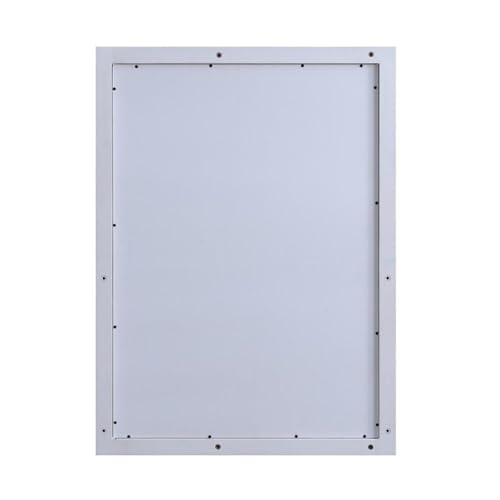 Contemporary Wood Rectangular Mirror, Grey/White Finish, 33 in Wide, Beveled Edge, Framed Design, Dresser Mount, Transitional Style for Living Room or Bedroom Decor