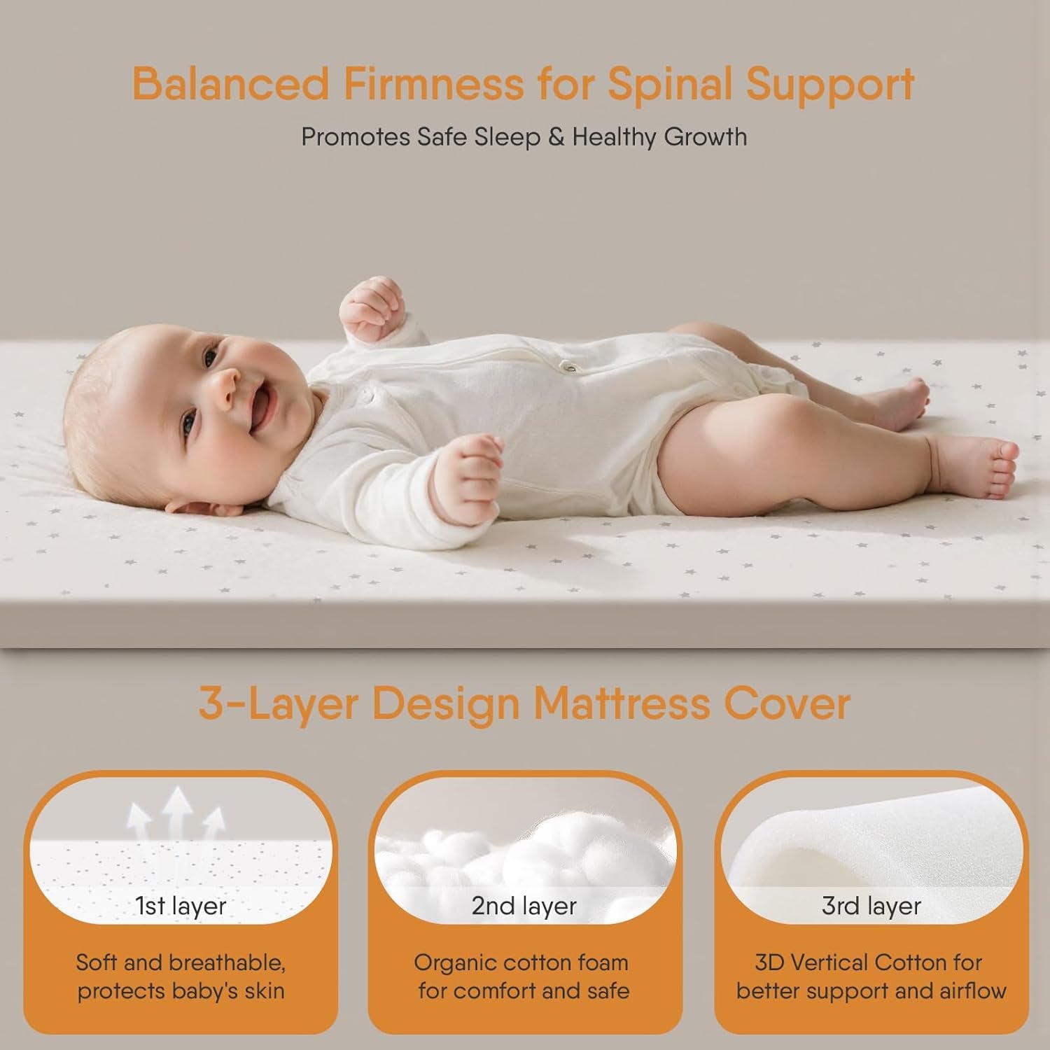 3-In-1 Baby Bassinet, Rocking Bassinet, Bedside Bassinet for Baby, Stable and Secure Bassinet Bedside Sleeper for Newborn & Infant, 6 Height Adjustable with Wheels, Mattress & Breathable Mesh (Khaki)