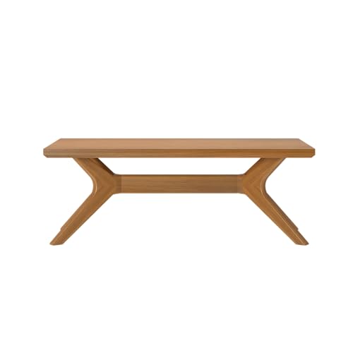 Cross Leg Rectangular Coffee Table, 48 Inch Wood Coffee Table for Living Room, Modern Center Table, Cocktail Table, Pecan