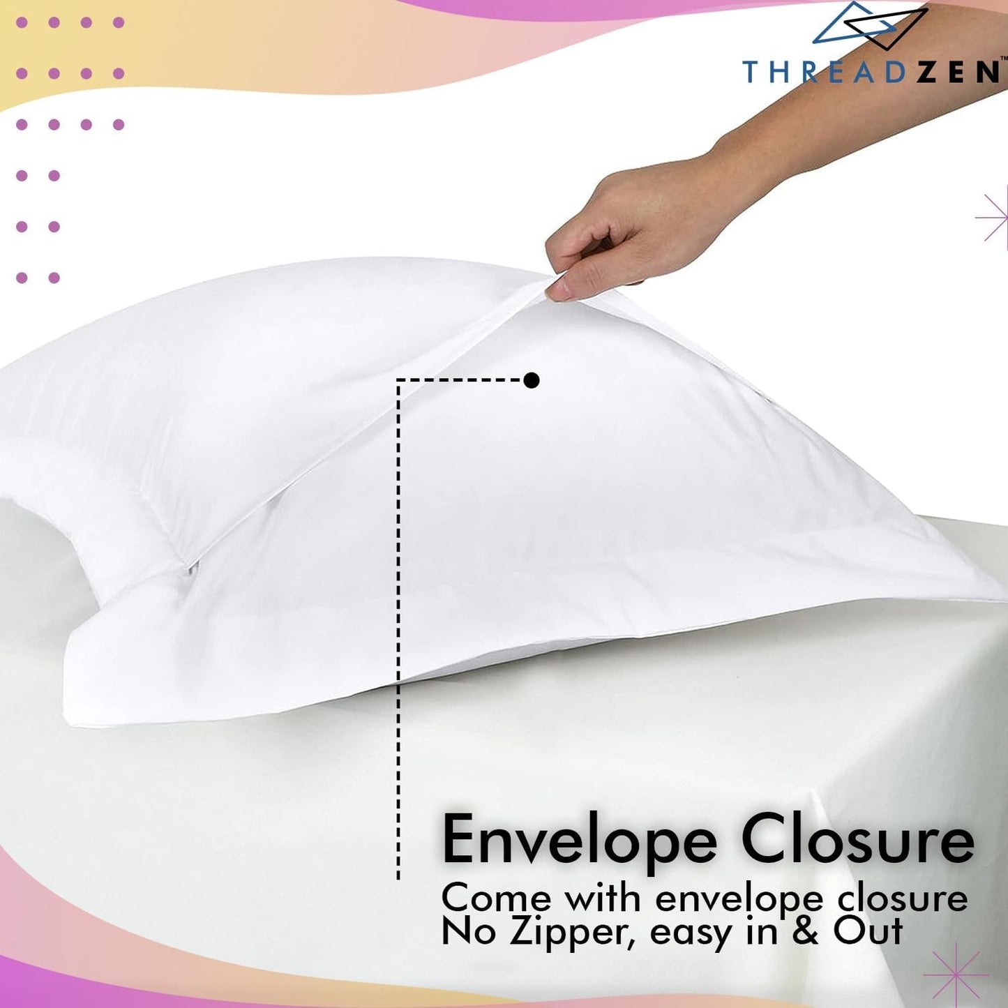 King Pillow Sham 20X36 Size, Set of 2 Long Staple 100% Egyptian Cotton Pillow Protector - Cushion Cover/Case Home Decorative - Hotel Style Soft & Breathable Envelope Closure, White