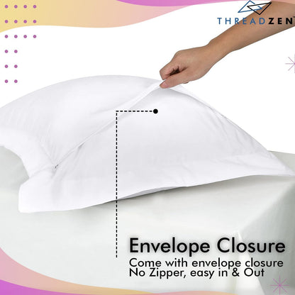 King Pillow Sham 20X36 Size, Set of 2 Long Staple 100% Egyptian Cotton Pillow Protector - Cushion Cover/Case Home Decorative - Hotel Style Soft & Breathable Envelope Closure, White
