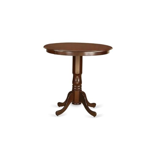 JAVN5-MAH-W 5 Piece Kitchen Counter Set Includes a Round Dining Table with Pedestal and 4 Dining Room Chairs, 36x36 Inch, Mahogany