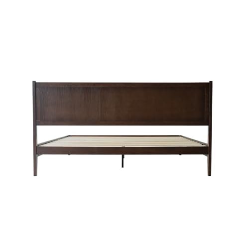 King Size Solid Wood Platform Bed Frame with Headboard & Footboard, view 5