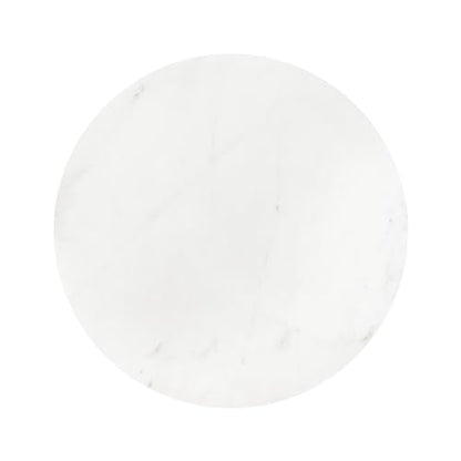 Zia Modern Marble Round Drink Table; 9 x 9 x 23; White and Gray Gunmetal; Decorative Pedestal Table for Living Room Display and Storage