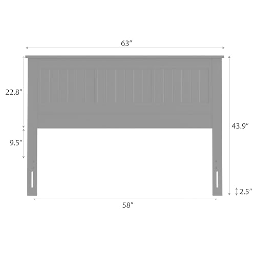 Wood Panel Headboard with Window-Pane Design, Queen Size, Black, Easy Assembly, view 3
