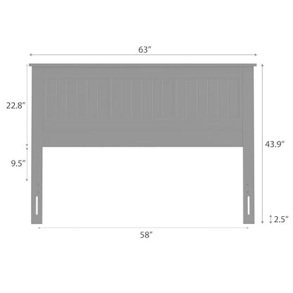 Wood Panel Headboard with Window-Pane Design, Queen Size, Black, Easy Assembly, view 3