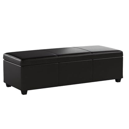Storage Faux Leather Ottoman, 47 Inch Bench Bedroom Bench with Safety Close Hinge, Extra Long Ottoman with Storage for Living Room, Entryway, Hallway, Foot Rest, Support 300lbs - Brown