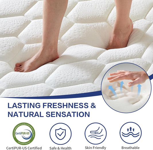 Twin Mattress, Memory Foam Twin Size Mattress for Cool Sleep & Pressure Relief, Fiberglass Free, Pressure Relief Motion Isolation, Certipur-Us Certified Mattresses in a Box (12 In, Twin)
