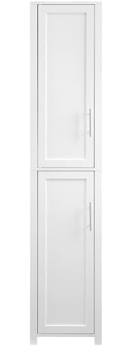 Savannah Linen Storage Cabinet, Laundry Room, Bathroom Organizer with Shelves, White