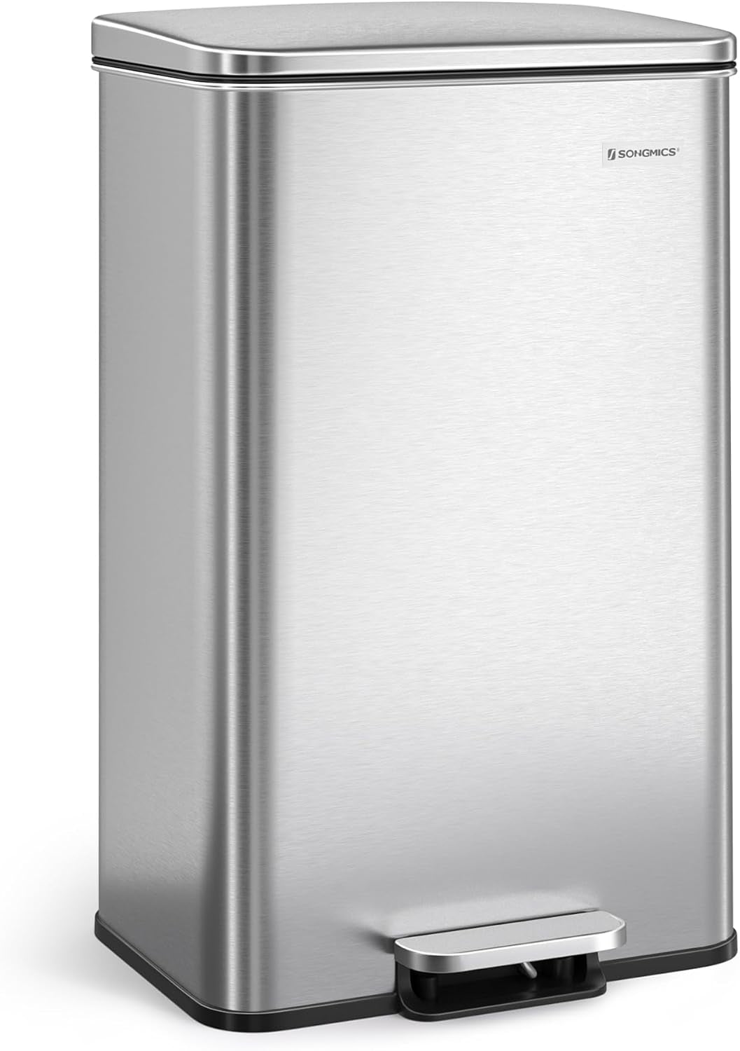 Kitchen Trash Can, 10.5 Gallon (40 L) Garbage Can, Large Step Trash Bin with Lid, Stainless Steel, Soft Close, 15 Trash Bags Included, Silver ULTB540E40