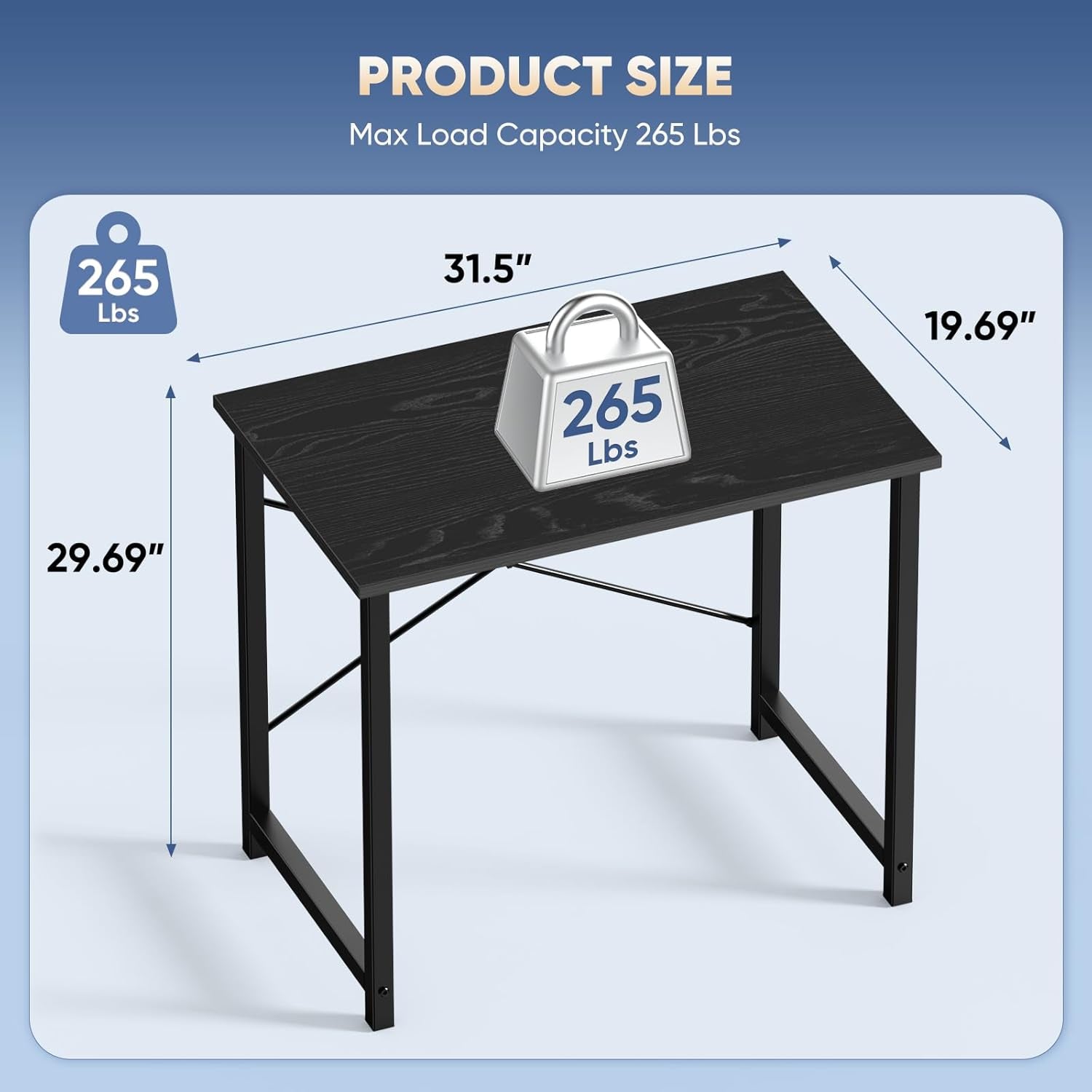 32 Inch Office Small Computer Desk Modern Simple Style Writing Study Work Table for Home Bedroom - Wood Black