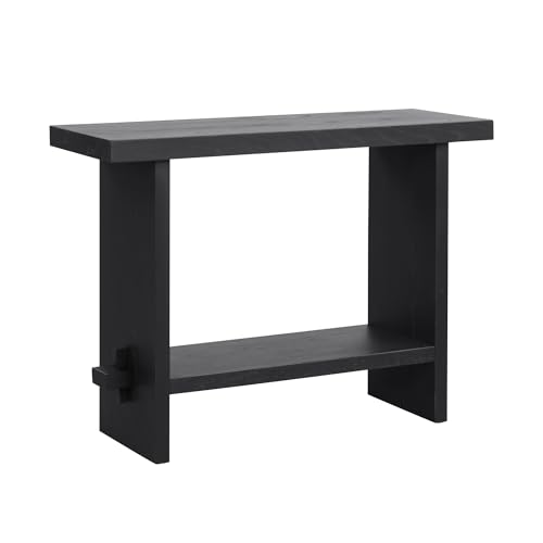 Nathan James Virgo Wood Accent Storage Console Sofa Table, for Entryway, Hallway or Living Room, Reclaimed Black Oak