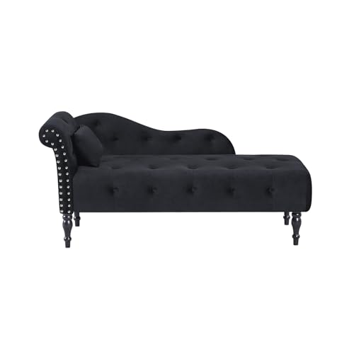 Modern Velvet Upholstered Chaise Lounge Indoor Button Tufted Chaise Lounge, view 3