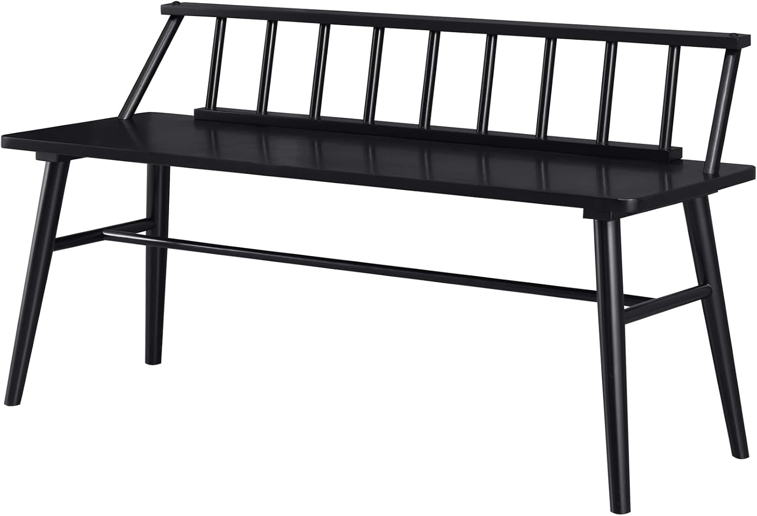 Lennon Boho Solid Wood Low Spindle-Back Bench, 47 Inch, Black