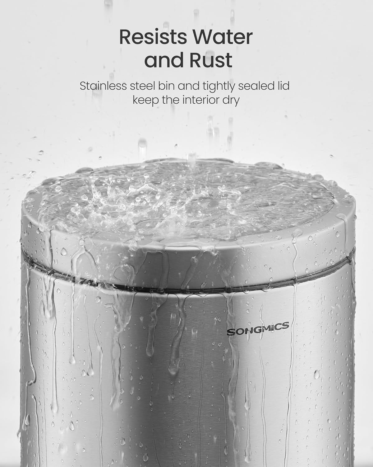 Bathroom Trash Can, 1.6 Gallon (6 L) Small Toilet Garbage Bin with Lid, Soft-Close, Stainless Steel, Pedal, Inner Bucket, Bedroom, Metallic Silver ULTB016EZ01