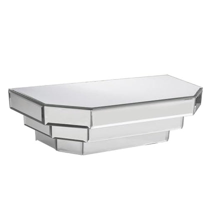 Mirrored Floating Wall Shelf for Home Decor, Silver Wall Mounted Modern Glass Shelf, Decorative Mirror Shelf for Living Room, Bathroom and Entryway, 6 x 16 x 7 Inch