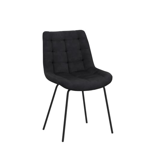 Velvet Dining Chairs, Upholstered Reception Chairs, Tufted Accent Chair with Metal Legs for Home Kitchen, Living Room, Set of 2, Black