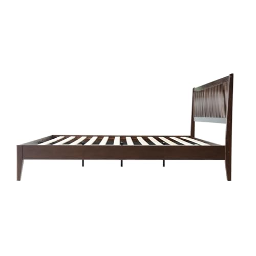 King Size Solid Wood Platform Bed Frame with Headboard & Footboard, view 4