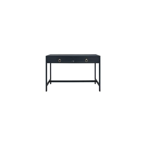 SAFAVIEH Furniture - Esther 2-Drawer Writing Desk - Navy - Solid Wood - Glam Gold Hardware Design - Ideal for Home Office, Bedroom, Den, 46" W x 22.1" D x 30" H (DSK9200A)
