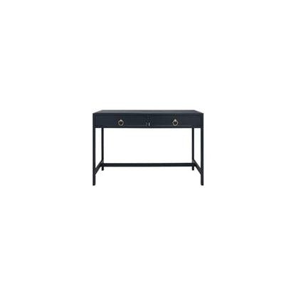 SAFAVIEH Furniture - Esther 2-Drawer Writing Desk - Navy - Solid Wood - Glam Gold Hardware Design - Ideal for Home Office, Bedroom, Den, 46" W x 22.1" D x 30" H (DSK9200A)