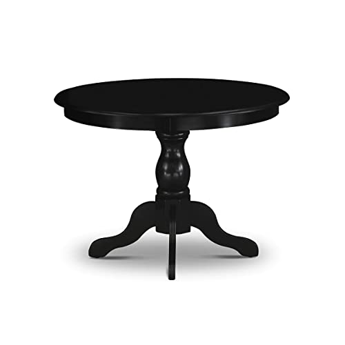 HBT-ABK-TP Hartland Kitchen Table - a Round Dining Table Top with Pedestal Base, 42x42 Inch, Wirebrushed Black