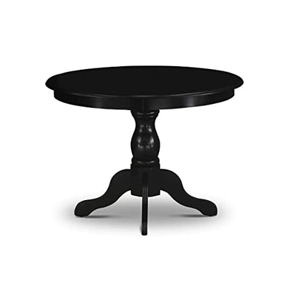HBT-ABK-TP Hartland Kitchen Table - a Round Dining Table Top with Pedestal Base, 42x42 Inch, Wirebrushed Black